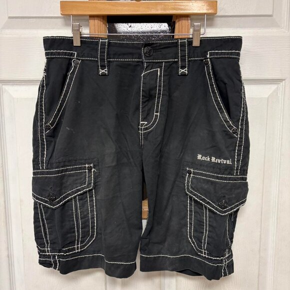 Rock Revival Black Slim Cargo Shorts - Picture 2 of 7